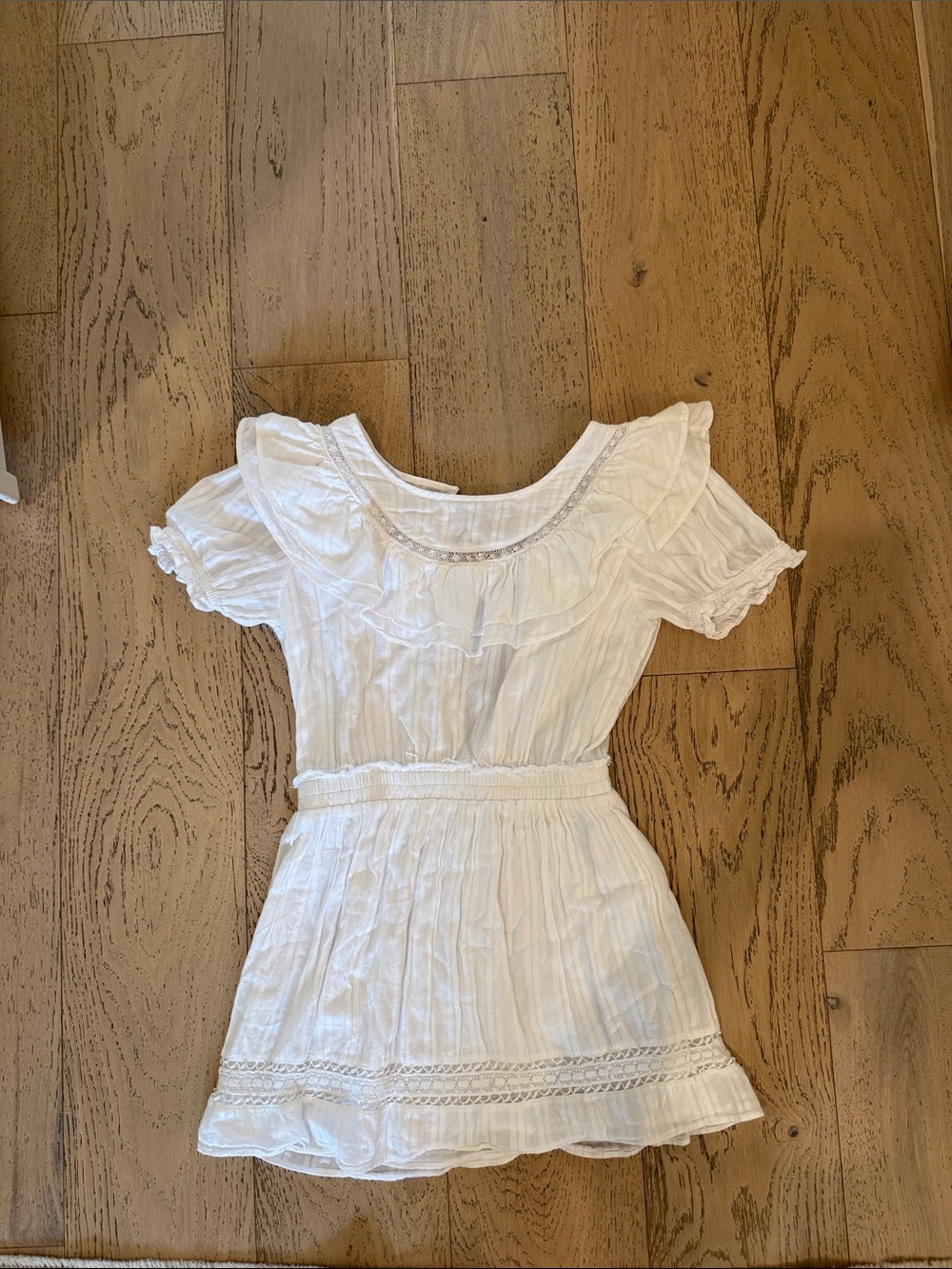 LoveShackFancy White Ruffle Lace-Trim Girls' Dress